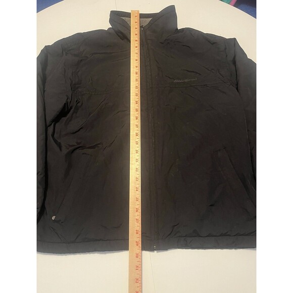 Eddie Bauer Black Fleece Lined Nylon Windbreaker Rain Jacket Coat Men's Large L - Picture 3 of 10
